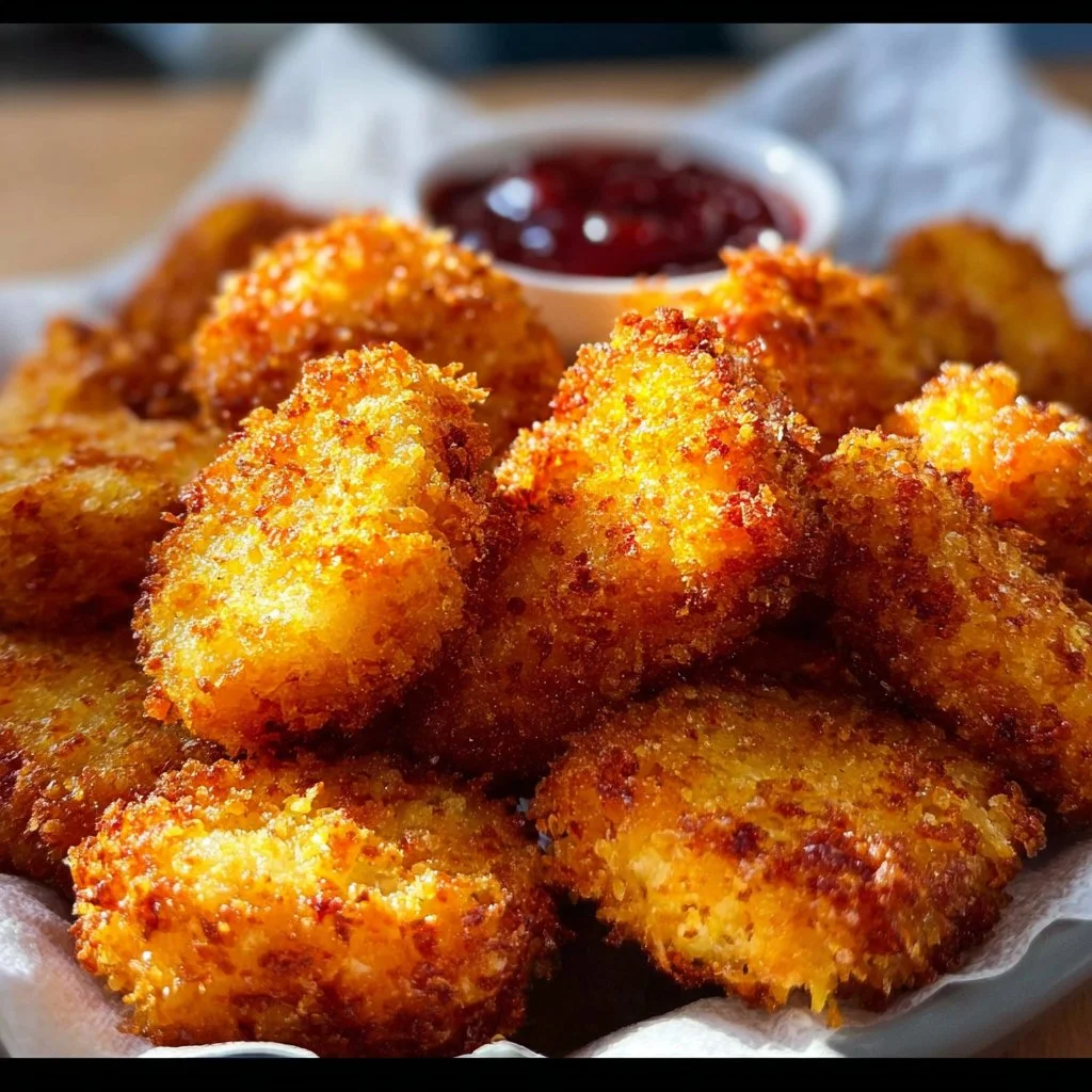 Crispy Air Fryer Chicken Nuggets served with dipping sauce