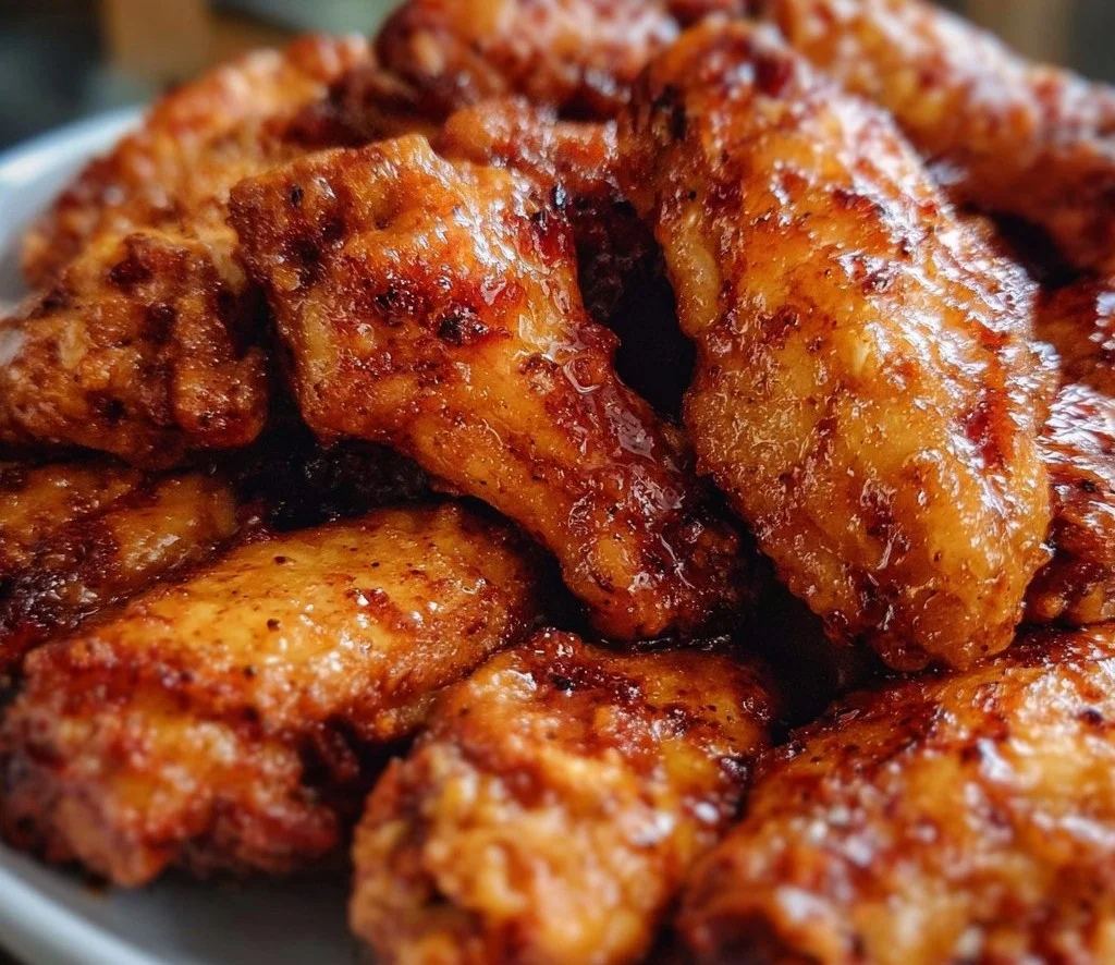 Delicious air fryer chicken wings, golden and crispy, served on a plate.