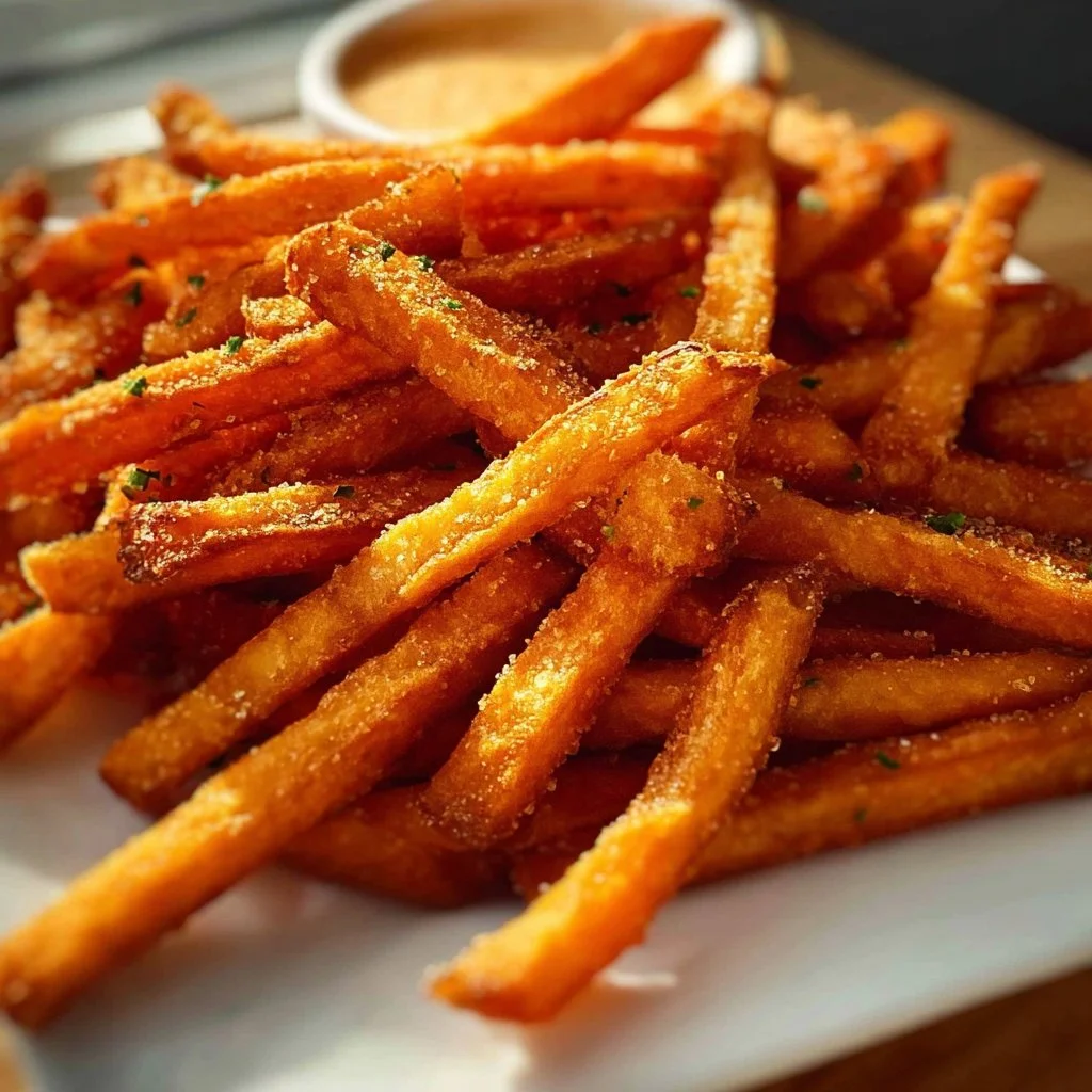 Crispy air fryer sweet potato fries served in a bowl