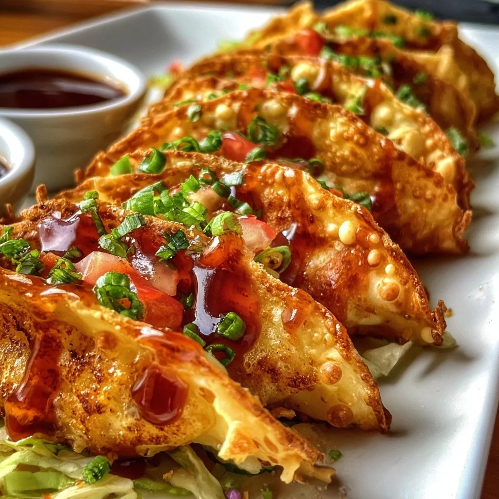 Applebee's Chicken Wonton Tacos served with fresh toppings and dipping sauce