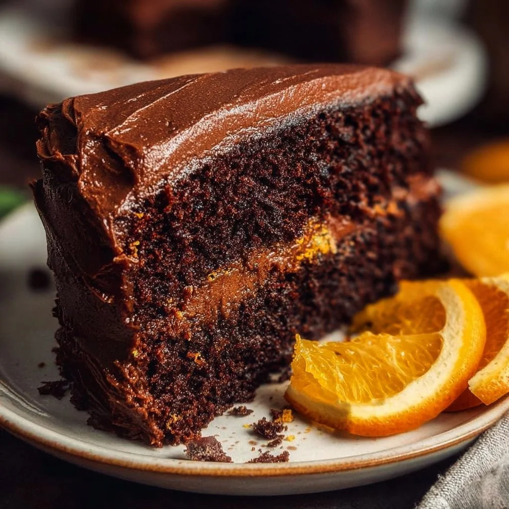 Delicious Chocolate Orange Cake with vibrant orange slices and chocolate drizzle
