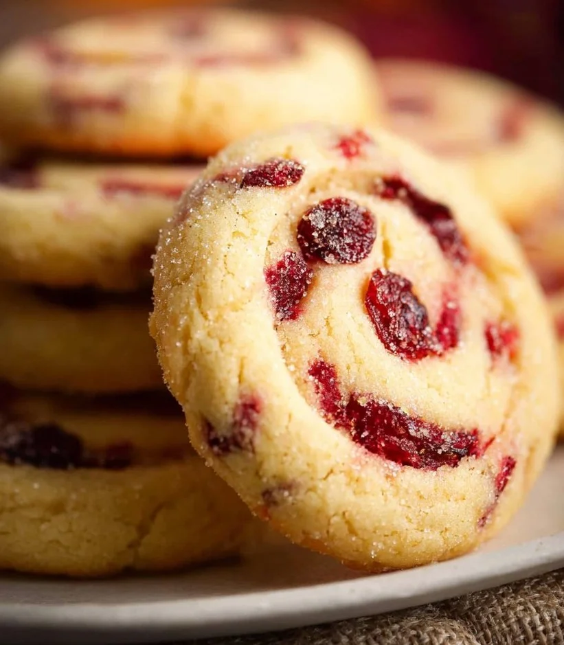 Baked Cranberry Orange Cookies with a vibrant orange glaze and dried cranberries