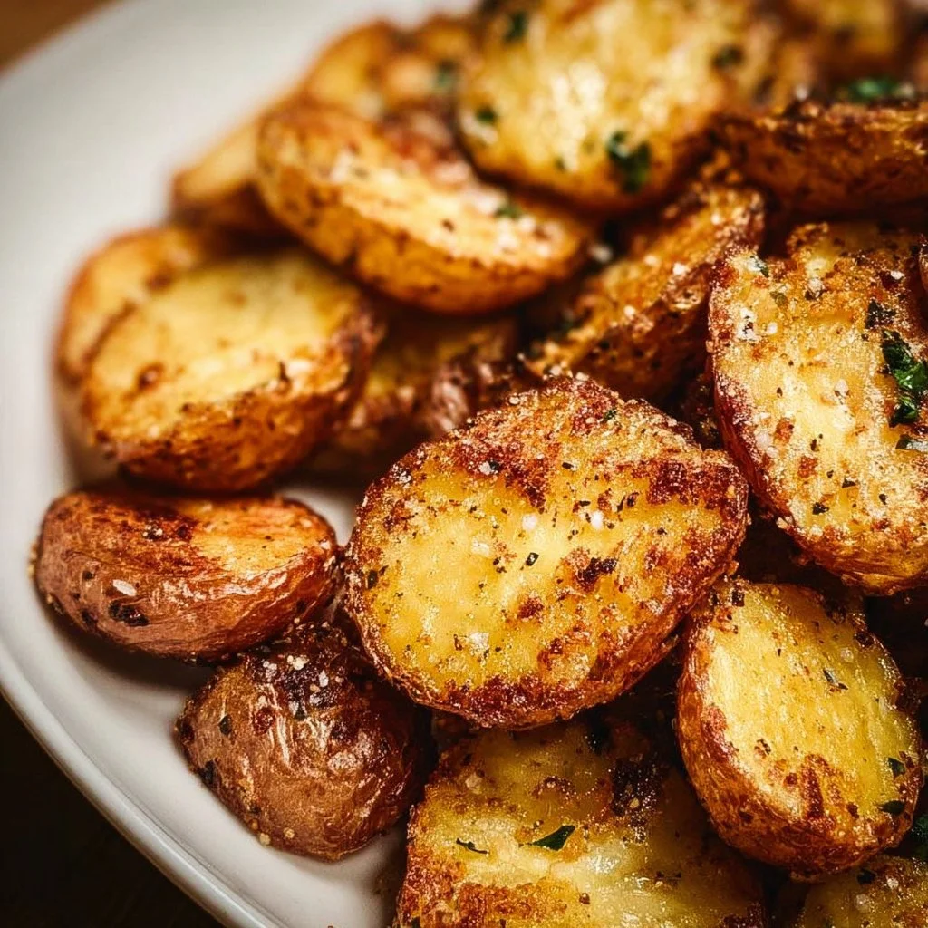 Crispy air fryer potatoes served with herbs and spices