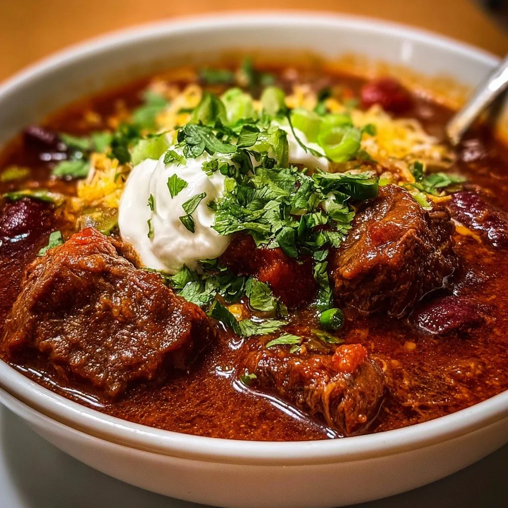 Delicious Crock Pot Beef Chuck Chili in a bowl, ready to serve.