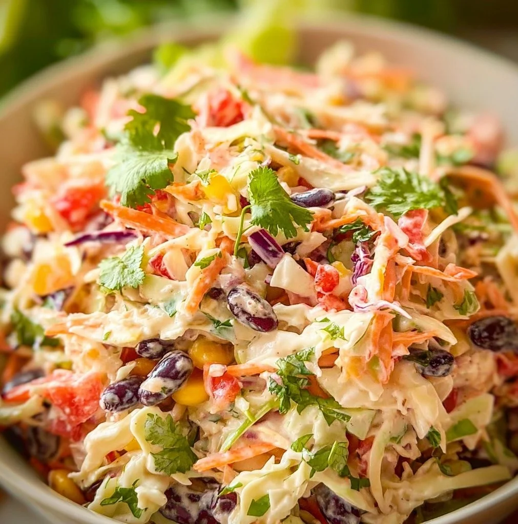 Colorful and fresh Mexican Coleslaw served in a bowl