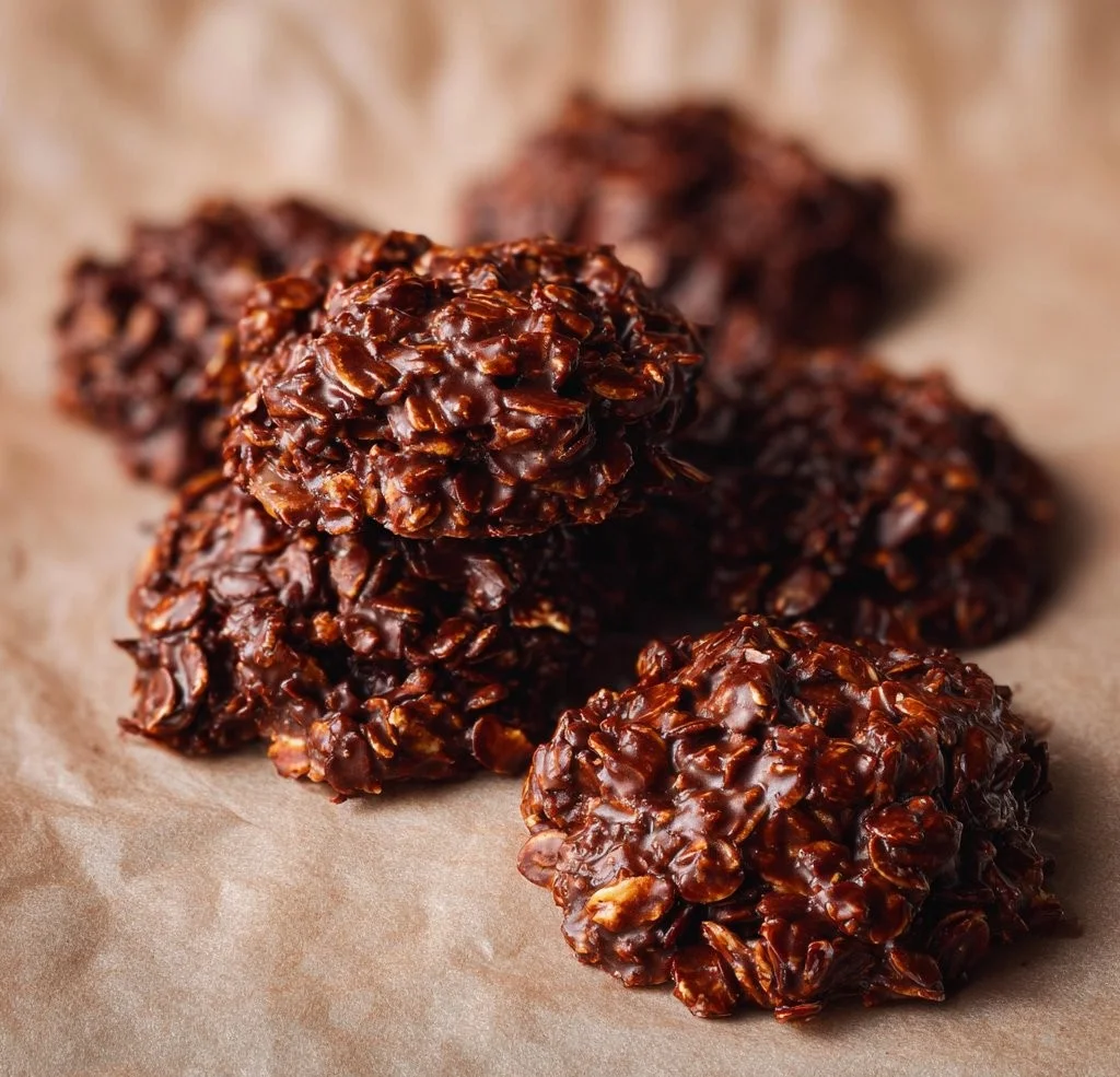 Delicious no bake chocolate oatmeal cookies on a cooling rack