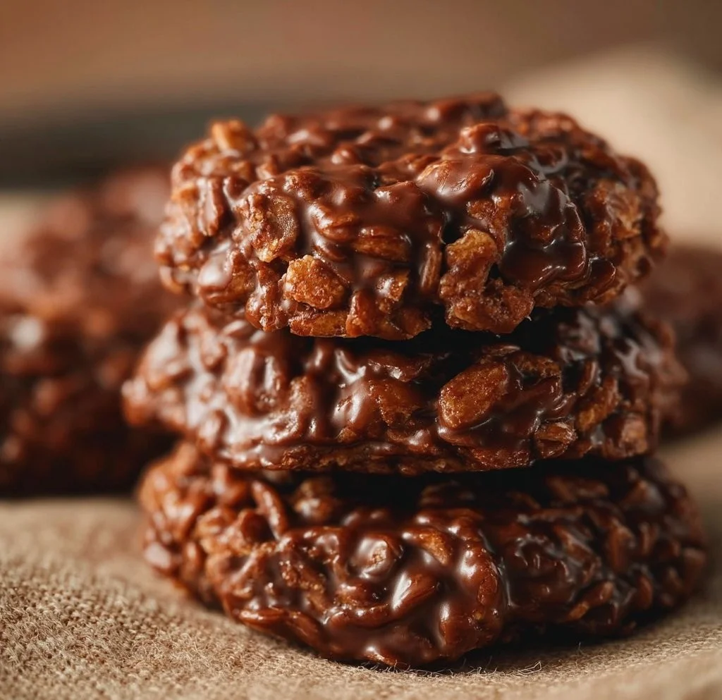 No-Bake Chocolate Peanut Butter Cookies on a plate