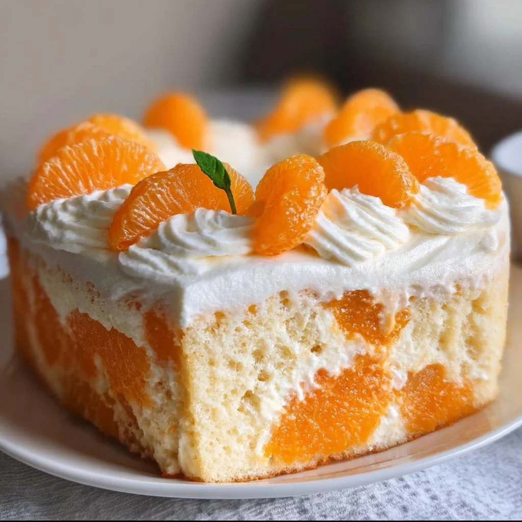 Delicious Orange Creamsicle Cake showcasing vibrant orange layers and creamy frosting