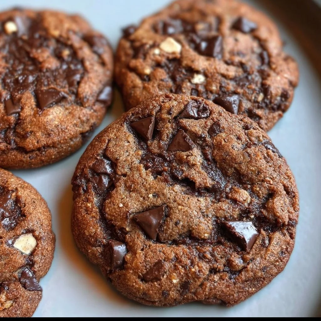Delicious triple chocolate chip cookies freshly baked and ready to enjoy