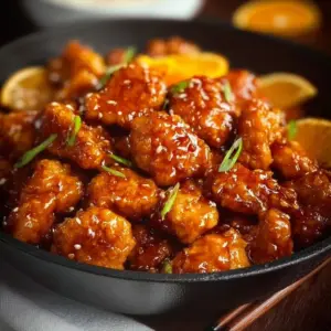 3-ingredient orange chicken dish served with rice and vegetables