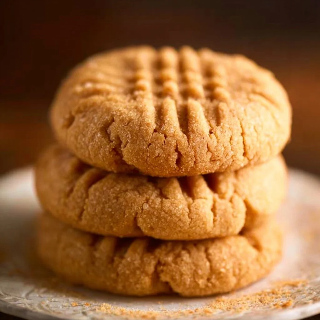 Three ingredient peanut butter cookies on a baking tray