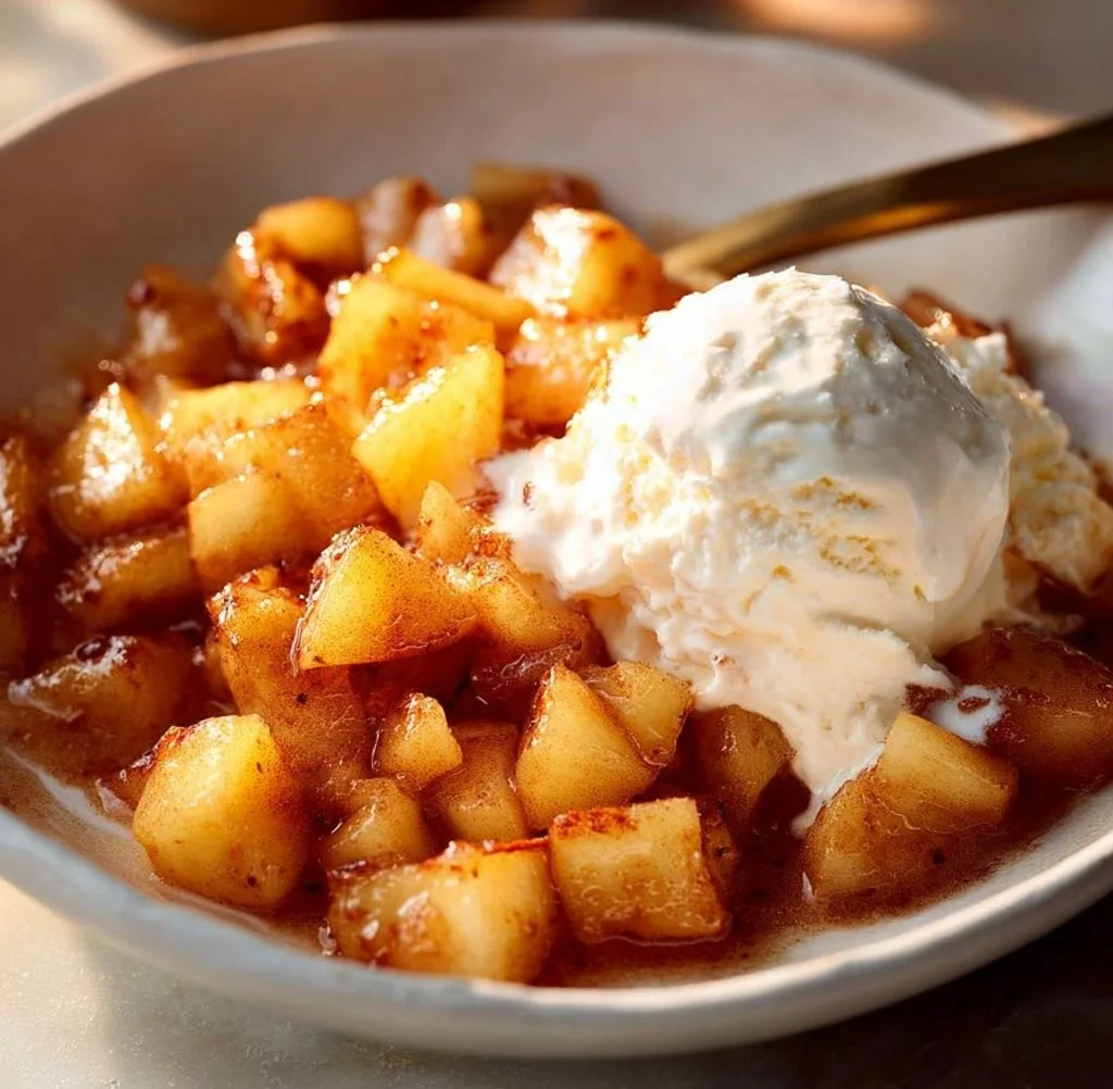 Delicious air fryer apples freshly cooked and served warm.