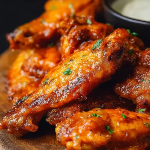Delicious Air Fryer Buffalo Wings served with dipping sauce