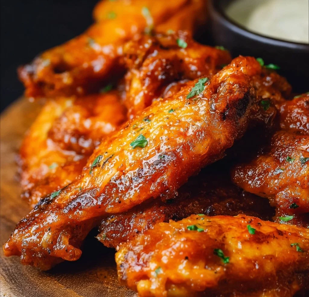 Delicious Air Fryer Buffalo Wings served with dipping sauce