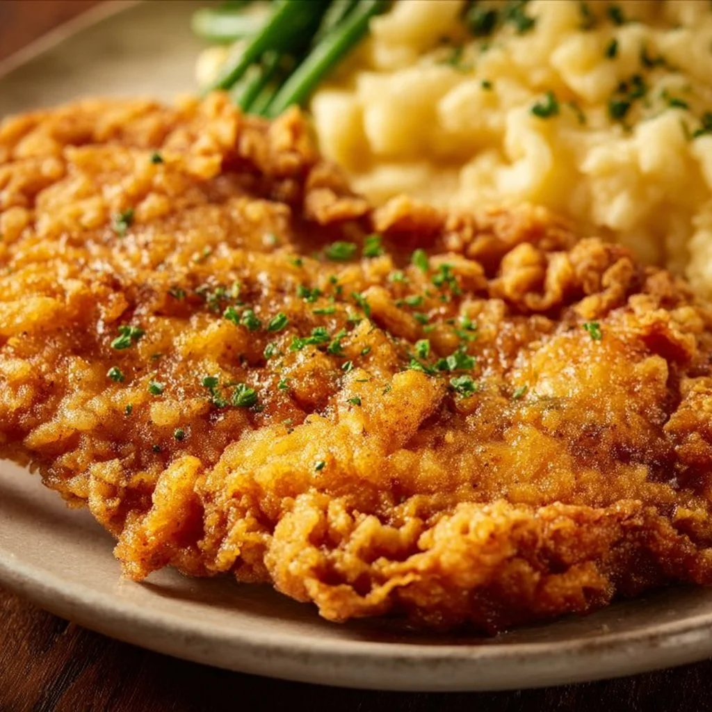 Delicious Air Fryer Chicken Fried Steak served with gravy and side dishes.