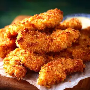 Deliciously crispy air fryer chicken strips served on a plate
