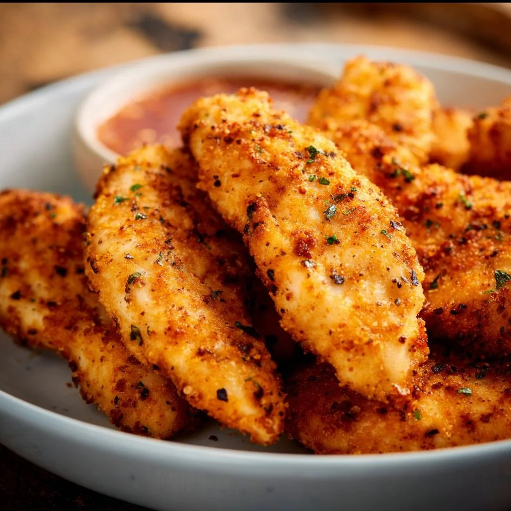 Deliciously crispy air fryer chicken tenders served on a plate