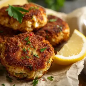 Delicious Air Fryer Crab Cakes served with dipping sauce