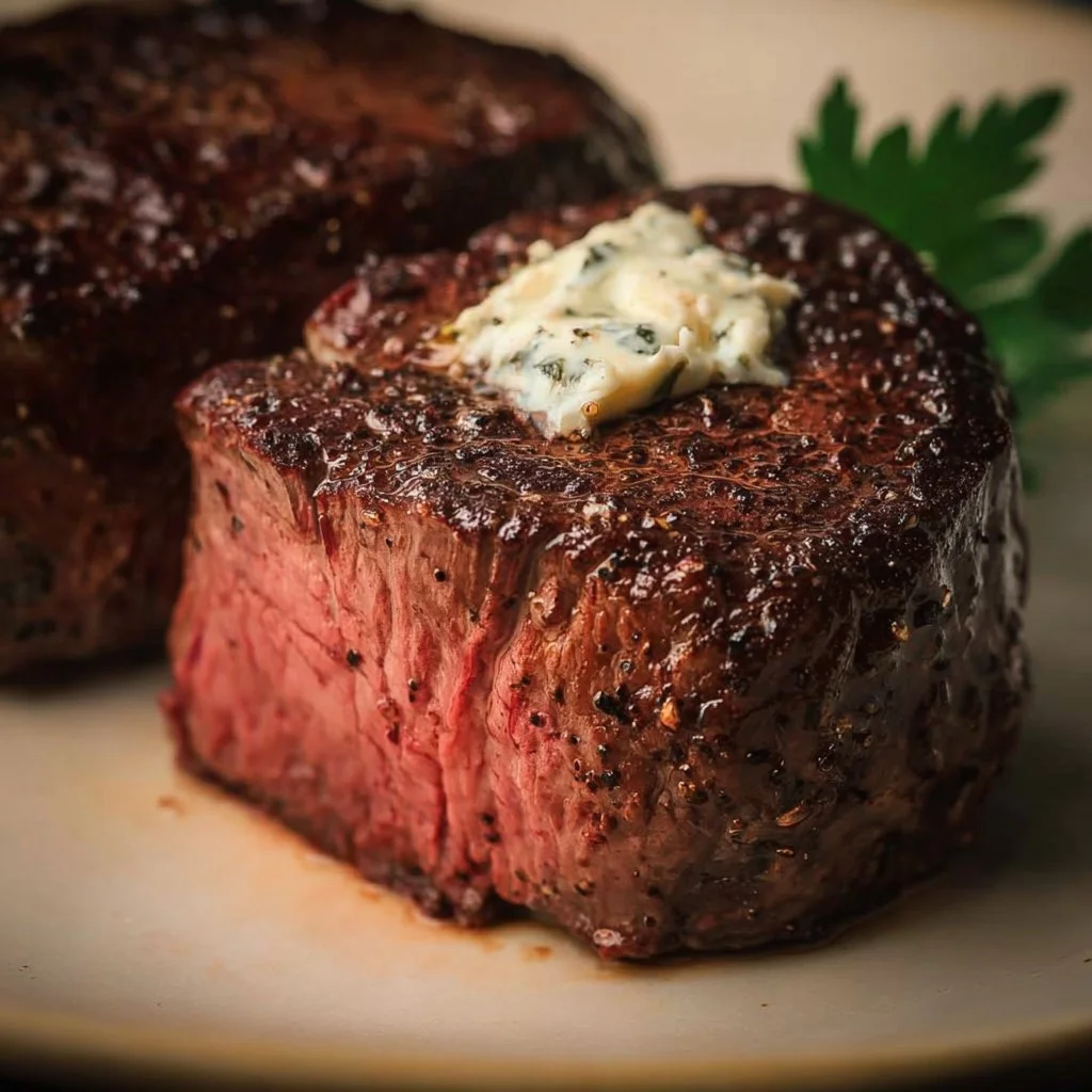 Air Fryer Filet Mignon cooked to perfection, showcasing juicy and tender steak.