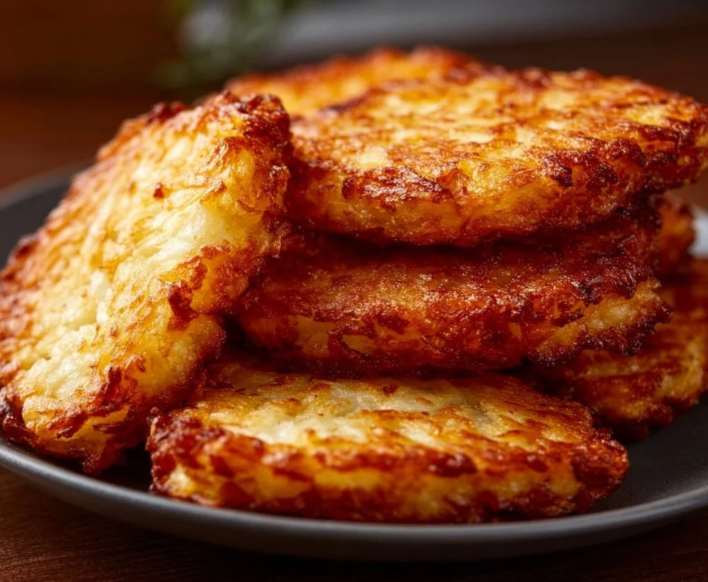 Crispy air fryer hash browns served in a bowl