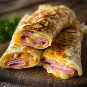 Air fryer hot ham and cheese wraps ready to serve for a tasty meal