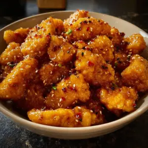 Delicious Air Fryer Orange Chicken glazed with a savory sauce
