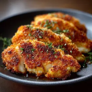 Delicious Air Fryer Parmesan Crusted Chicken served on a plate