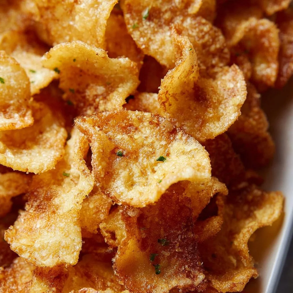 Crispy air fryer pasta chips served as a delicious snack