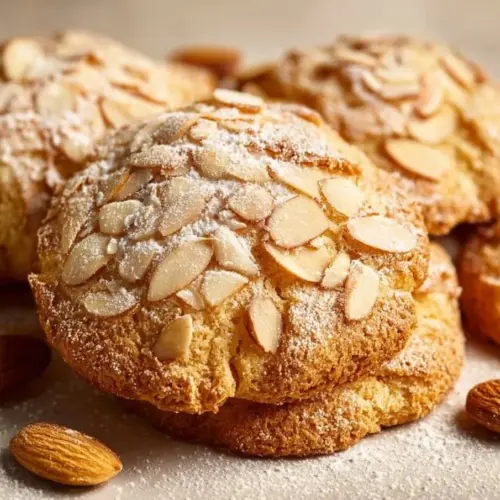 Delicious Almond Croissant Cookies with flaky layers and almond topping