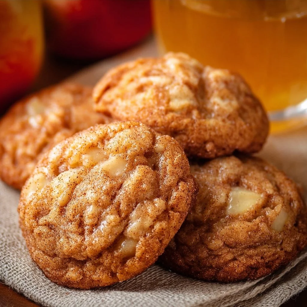 Homemade Apple Cider Cookies with fall spices and apple chunks