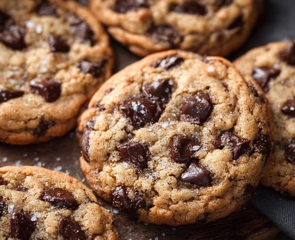 Plate of freshly baked chocolate chip cookies