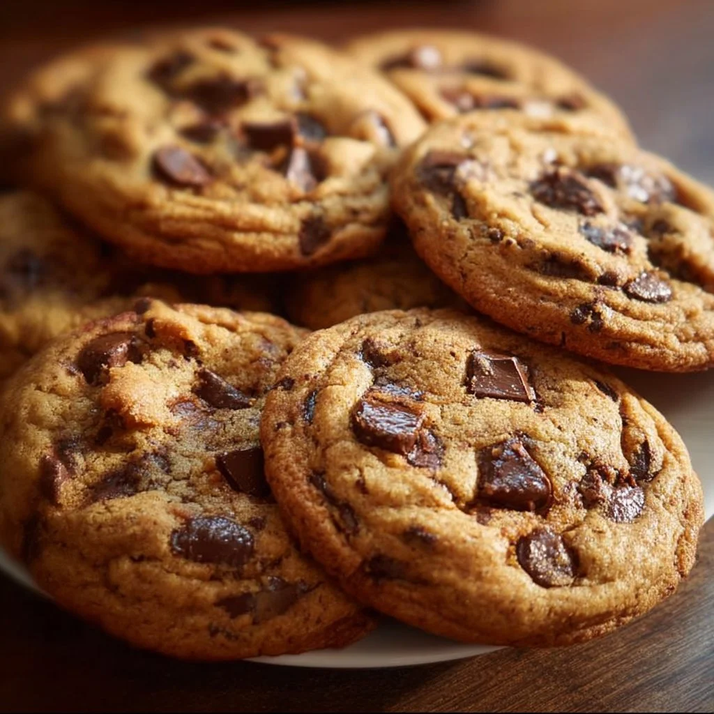Plate of Biscoff chocolate chip cookies with a rich, buttery flavor