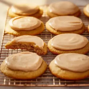 Freshly baked Brown Sugar Pop Tart Cookies with icing and sprinkles
