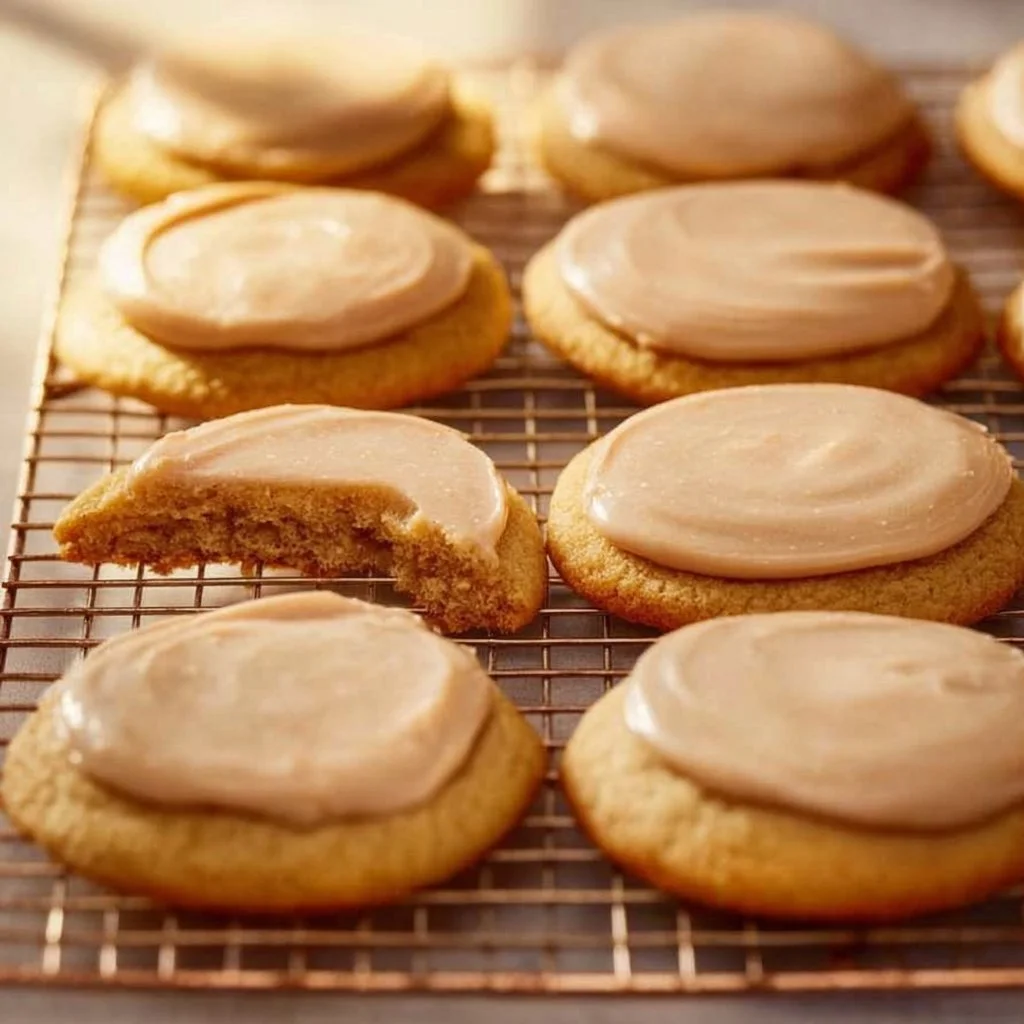 Freshly baked Brown Sugar Pop Tart Cookies with icing and sprinkles