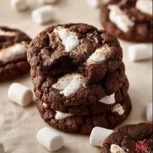 Delicious Chocolate Marshmallow Cookies with gooey marshmallow filling