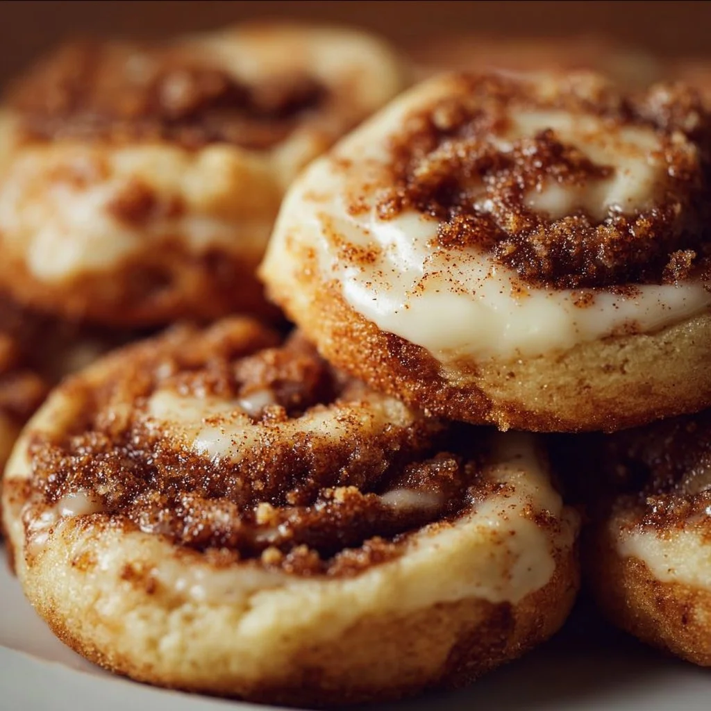 Delicious Cinnamon Roll Cheesecake Cookies with swirls of cinnamon and cream cheese