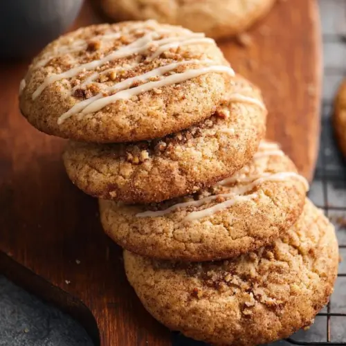Delicious coffee cake cookies stacked on a plate