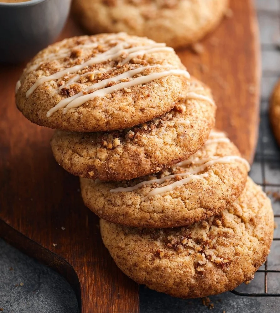 Delicious coffee cake cookies stacked on a plate