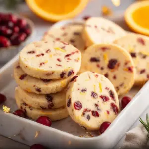 Cranberry Orange Shortbread Cookies on a decorative plate
