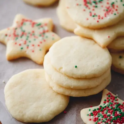 Delicious cream cheese sugar cookies decorated with sprinkles