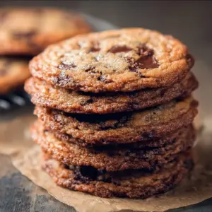 Delicious crispy chewy chocolate chip cookies on a cooling rack