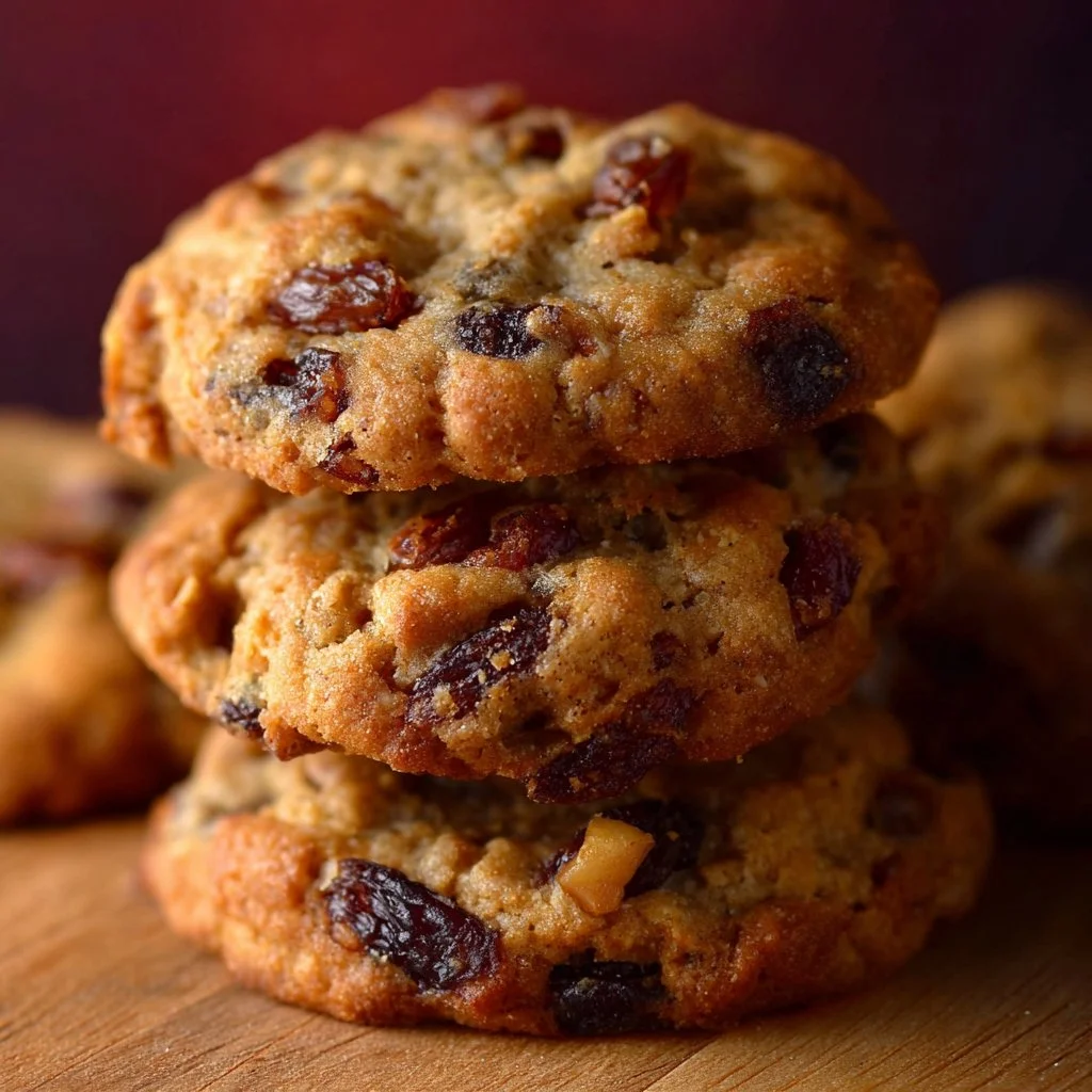 Plate of homemade date cookies with nuts and a glass of milk