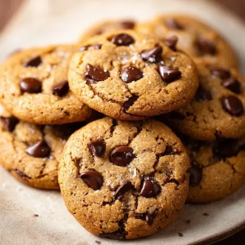 Delicious flourless chocolate chip cookies on a plate