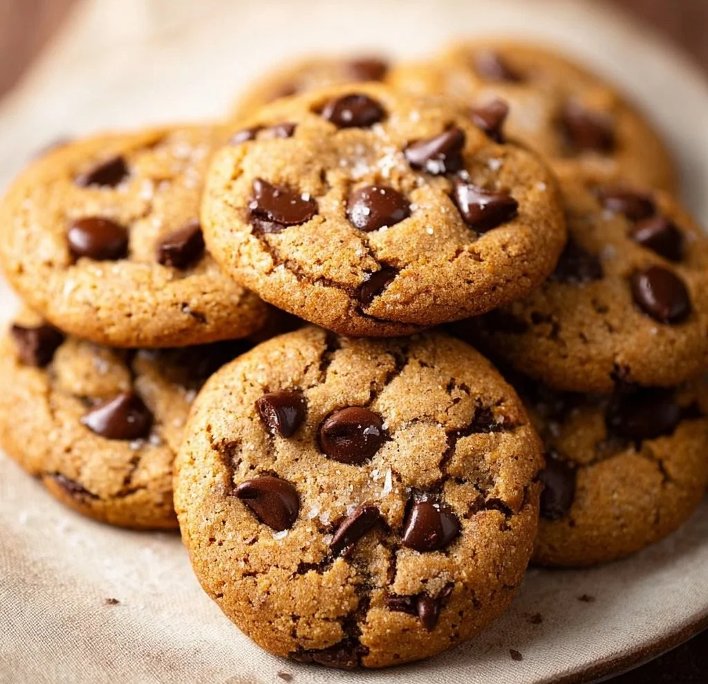 Delicious flourless chocolate chip cookies on a plate