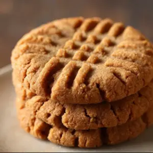 Flourless peanut butter cookies arranged on a plate