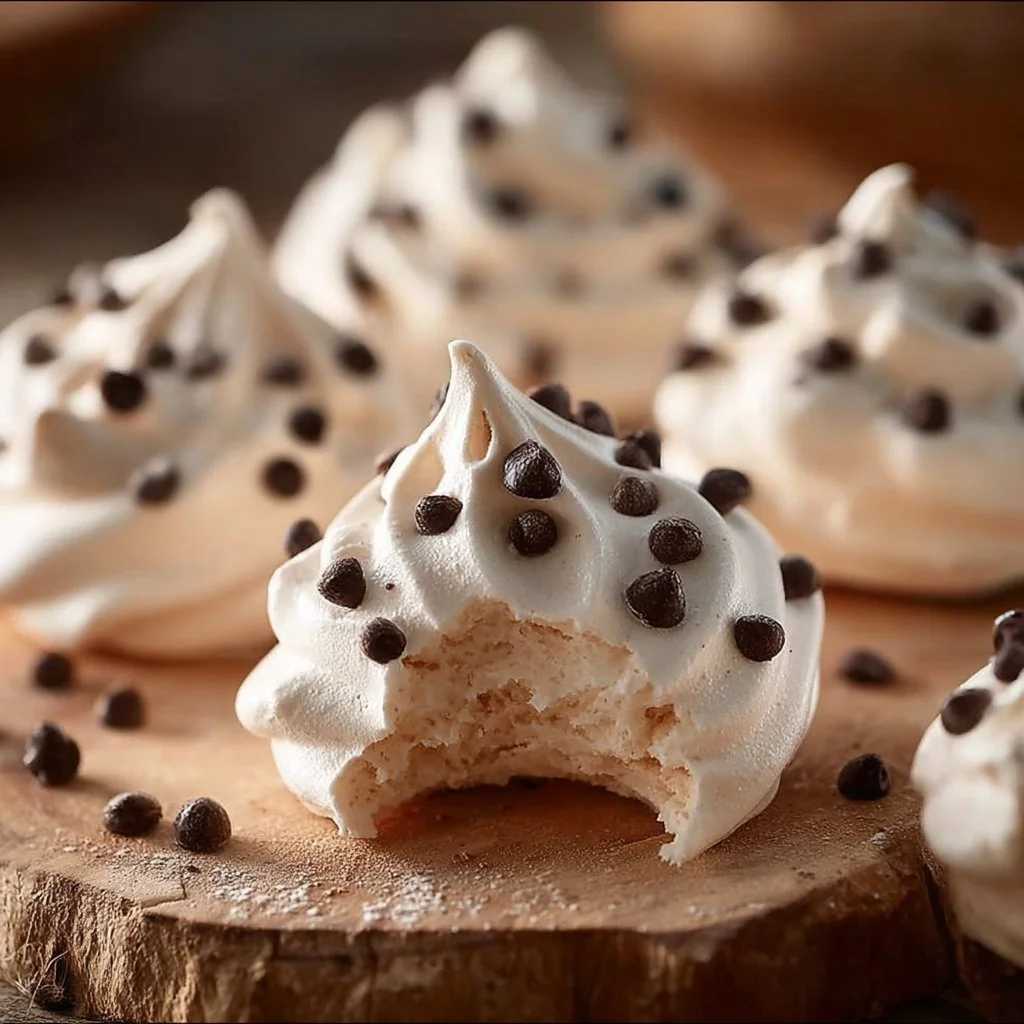 A plate of freshly baked forgotten cookies, soft and delicious.