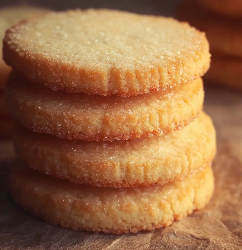 Plate of freshly baked French Butter Cookies, showcasing their golden-brown texture.