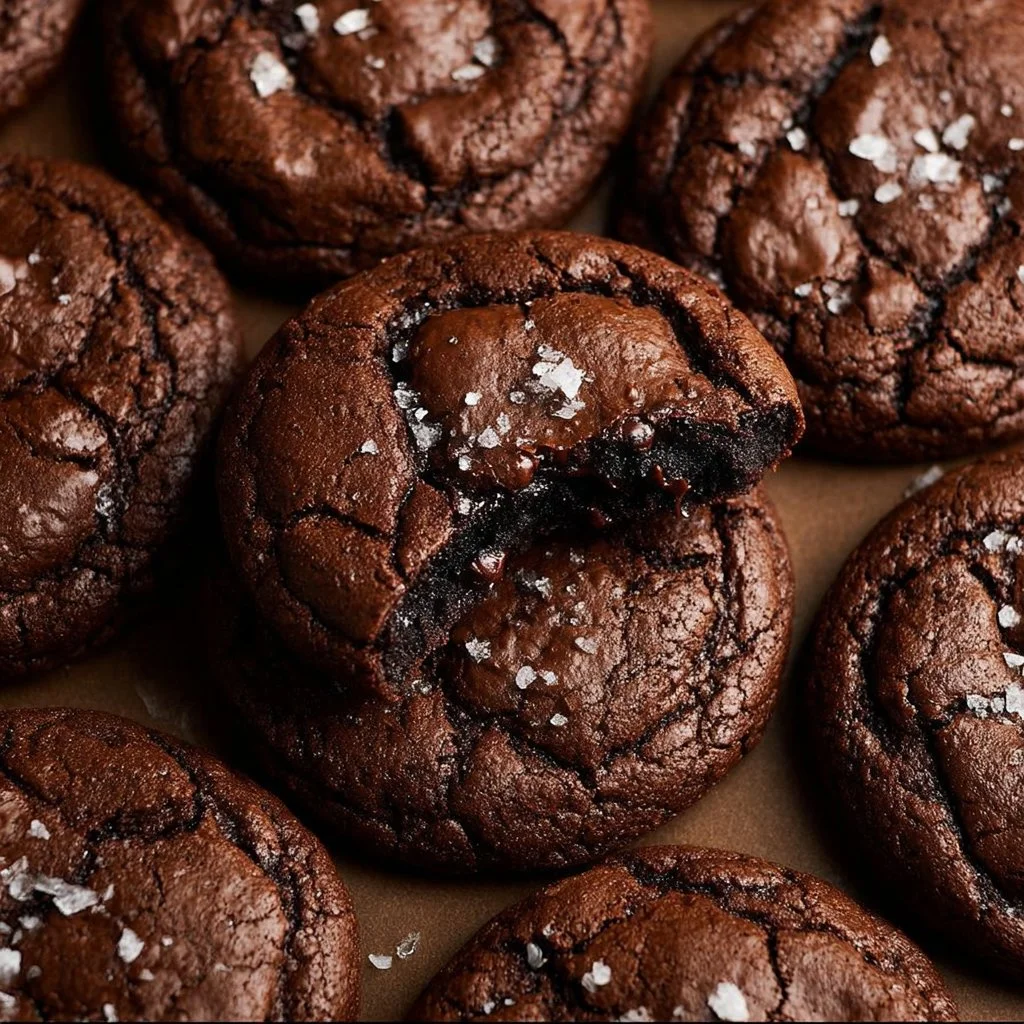 Delicious fudgy chocolate brownie cookies on a cooling rack