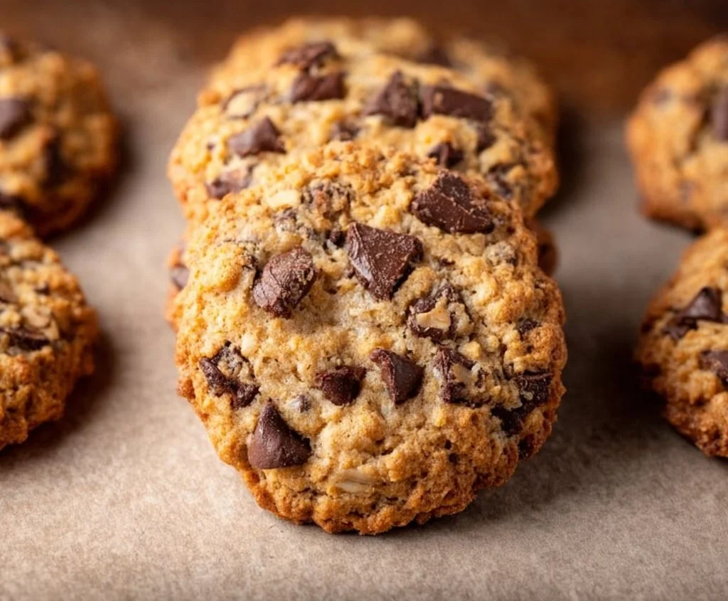 Plate of Laura Bush's delicious Cowboy Cookies with oats and chocolate chips