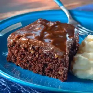 Delicious slice of Mexican Chocolate Cake with rich chocolate and spices